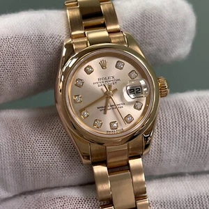 Rolex Ladies Datejust 179165 Factory Pink Diamond Dial 18K Rose Gold - Picture 1 of 10