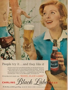 1958 Carling Black Label Beer Brew Vintage Print Ad Brewing Cleveland Ohio USA - Picture 1 of 8