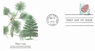 FLEETWOOD - PINE CONE NOV 5 1993 KANSAS CITY MO FIRST DAY COVER (FDC) BX8 - Image 1 of 2