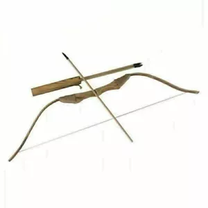 NEW WOODEN BOW WITH 3 ARROWS AND QUIVER--Kids Wood Archery Bow for Hunting (TOY) - Picture 1 of 1
