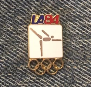 Insignia de pin olímpico de gimnasia ~ blanco ~ pictograma ~ 1984 Los Ángeles ~ Los Ángeles ~ Los Ángeles - Imagen 1 de 2