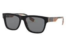 Mens Burberry Sunglasses Be4293 B Logo Top Black On Vintage Check Sunnies
