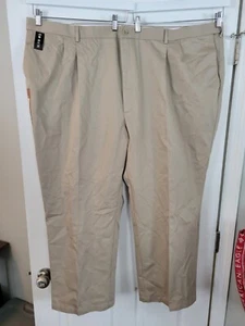 New Men's Big & Tall Khaki Haggar Pleated Front Comfort Waist Khakis Size 54x32 - Picture 1 of 10