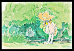 Totoro PC From 1976 ORIG IMAGE BOARD ART "MEI QUIETLY FOLLOWS TOTORO..." FRAMED - Picture 1 of 6