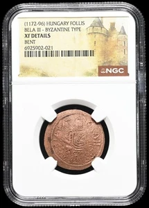HUNGARY. Bela III. 1172-1196. Æ Follis, Byzantine type, NGC XF Details - Picture 1 of 2