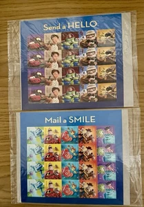US#4553-4557 Disney Pixar "Send a Hello" und US #4677-81 "Mail a Smile" Blätter - Bild 1 von 1