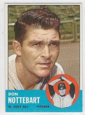 1963 Topps #204 DON NOTTEBART Houston Colt .45s (EX-EXMINT) **free shipping** - Image 1 of 2