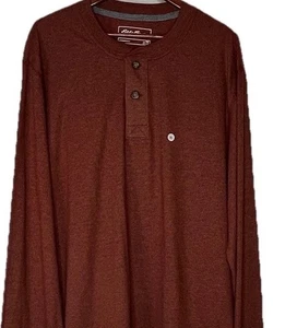 Eddie Bauer Shirt Men's TXL Henley Legendwash Deep Rust Long Sleeve - Picture 1 of 11