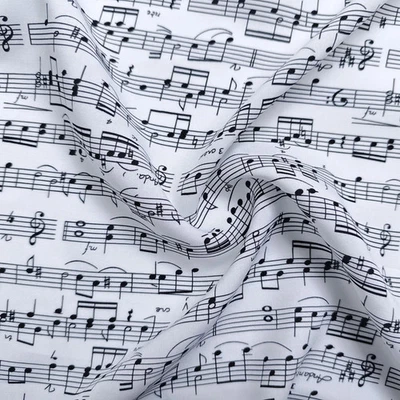 55'' Wide Music Patterned Rayon Material Soft Dress Shirt Robe Fabric Viscose - Image 1 of 4