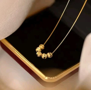 Korea Fashion Jewelry Transfer Golden Beans Necklace for Women Simple Pendant - Picture 1 of 4