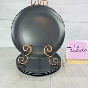 Ikea of Sweden 12011 Solid Black Matte Round Stoneware 10.25" Dinner Plate Set 4 - Picture 1 of 18