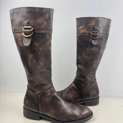 Botas altas Geox para mujer de cuero marrón talla 8,5 EU 39 patentadas por Rumania Foto 1 de 4