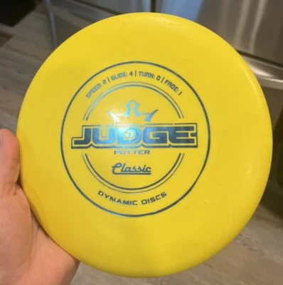 Dynamic Discs Classic Judge 175g, Yellow, Thrown One Round, No Ink, 9.5/10 - Image 1 of 4