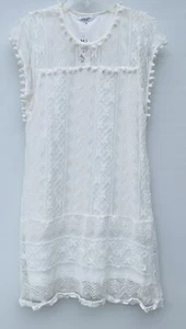 Meaneor Women's Short Sleeve Scoop Neck Lace Overlay Dress Ivory Size Medium - Picture 1 of 2
