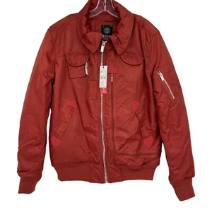 New Imperious Bomber Jacket Rust Full Zip Zippers Collared Nylon Mens L - Picture 1 of 10