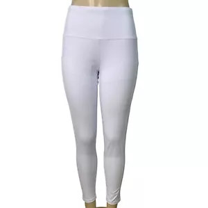 Kcuuteyg Womens White High-Waisted Leggings With Side Pockets Size XL - New - Picture 1 of 6
