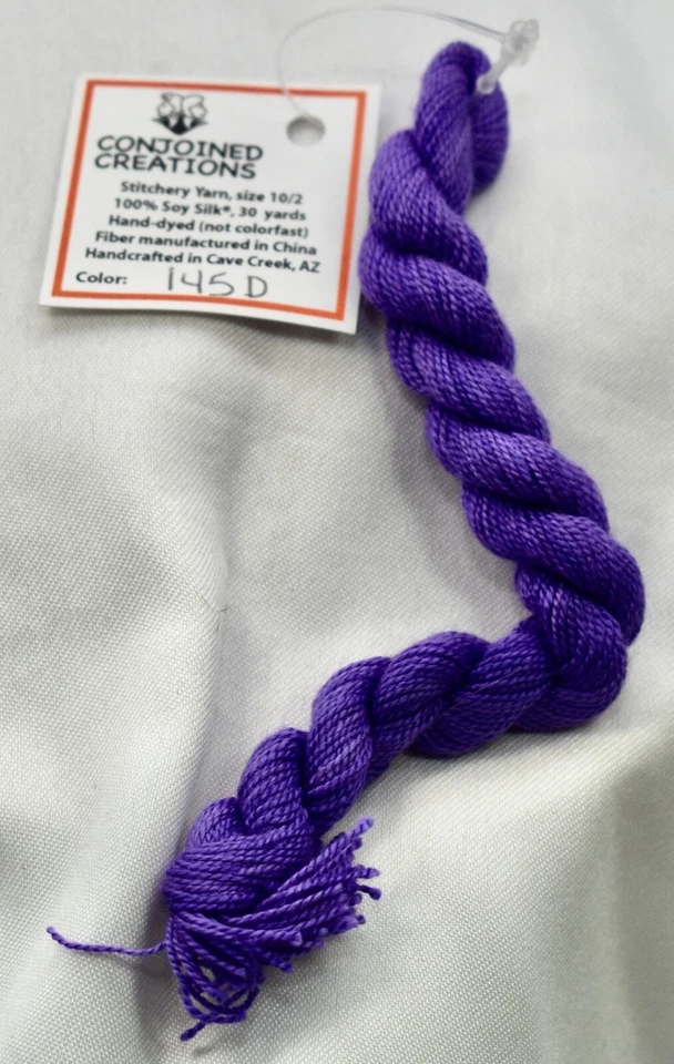 Conjoined Creations Thread 100% Soy silk 10/2 30 yards hand-dyed purple  145D - Image 1 of 1
