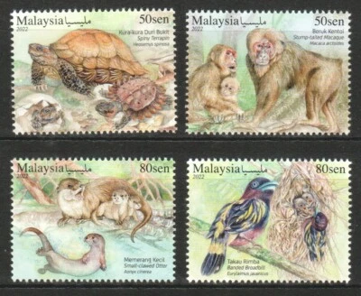 MALAYSIA 2022 ENDANGERED WILDLIFE ANIMALS COMP. SET OF 4 STAMPS MINT MNH UNUSED - Image 1 of 3