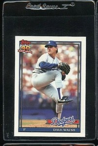 1991 TOPPS TIFFANY #367 DAVE WALSH ROOKIE RC LOS ANGELES DODGERS 