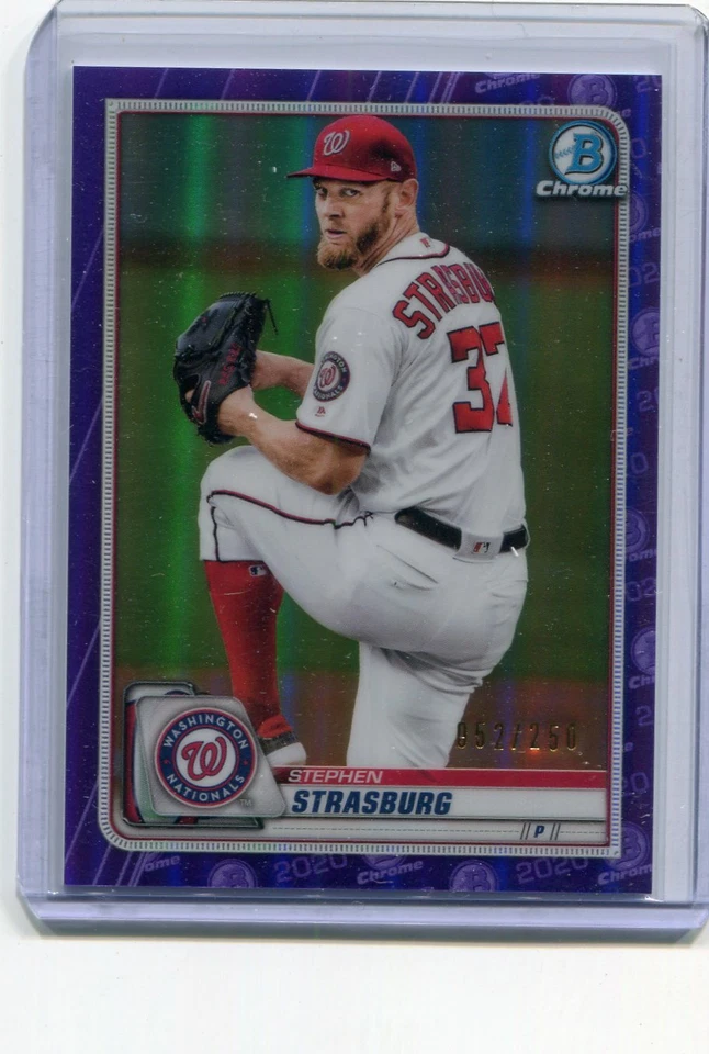 Bowman 2020 cromo refractor púrpura Stephen Strasburg 52/250 Foto 1 de 1
