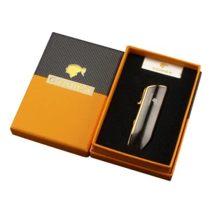 Windproof Metal Torch Cigar Lighter 3 Jet Flame Punch Refillable Gas for Cohi - Picture 1 of 10