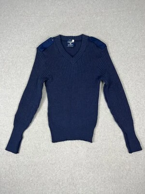 Vintage Citadel Commando Sweater Men 42 L Blue Vigin Wool Elbow Pad Made England - Image 1 of 4
