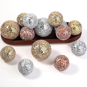 18 Pcs Mosaic Orbs Decorative Ball Set, 3.2/2.4 Inch Centerpiece Glass Sphere Ba - Picture 1 of 7