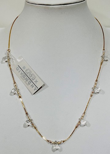 Collana Cristallo Aurora Placcato Oro Firmata Givenchy Vintage Nuova 16”+2” Ext