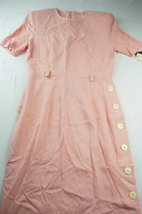 Vintage 80s Jennifer Jeffries Women 12 Pink Shift Short Sleeve Dress NWT F502 - Picture 1 of 12