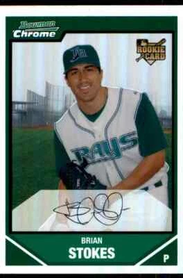 2007 Bowman Chrome Refractor RC Brian Stokes Tampa Bay Devil Rays - Image 1 of 2