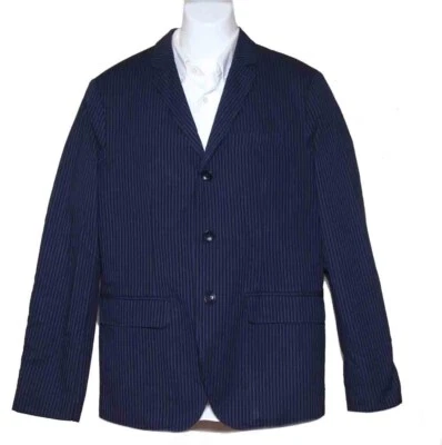 NUEVO Blazer Tommy Hilfiger Azul Marino Negro Rayas Seersucker $189 Para hombres Talla 40R Foto 1 de 2