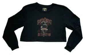 Yellowstone Beth Dutton Shirt Wrangler Paramount Black Long Sleeve Cropped Tee M - Picture 1 of 8