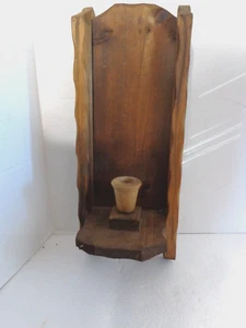Vintage Rustic Primitive Wooden Wall Hanging Candle Holder Box Hand Crafted 16" - Picture 1 of 6