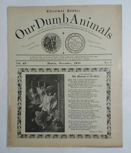 Antik 1910 "Unsere dummen Tiere" Humane Gesellschaft Zeitung Boston, MA SPCA Dez. - Bild 1 von 6