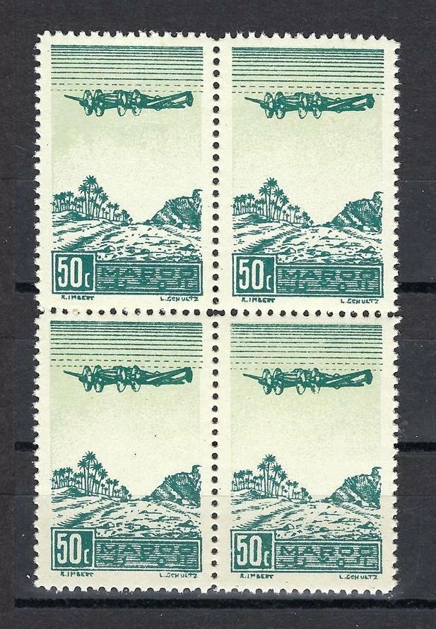Avión de correo aéreo francés Marruecos 1939 Sc# C27 sobre bloque Oasis 4 MNH Foto 1 de 1