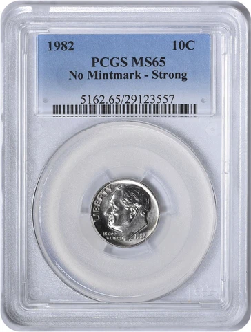 1982 Roosevelt Dime No P Strong MS65 PCGS Cover