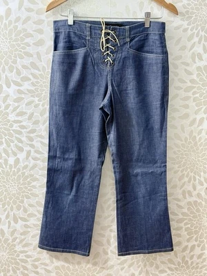 Pantalones de mezclilla acampanados hippies con cordones 2 boho vintage Y2K Arden B para mujer Foto 1 de 4