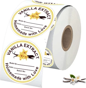 500 Pcs 2 Inch Vanilla Extract Stickers Homemade with Love for Kitchen Jars - Picture 1 of 8