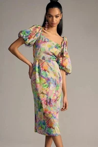 Anthropologie Plenty by Tracy Reese One-Shoulder Puff-Sleeve Dress Size L NWOT - Picture 1 of 8