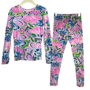 Lilly Pulitzer 8 Girls Mini Sammy Pajama Set Pink Tropical Floral Long Sleeve - Picture 1 of 12
