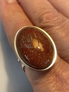 Gold Sandstone Gemstone Adjustable Ring Stainless Steel Natural Gift NEW 20% OFF - Picture 1 of 5