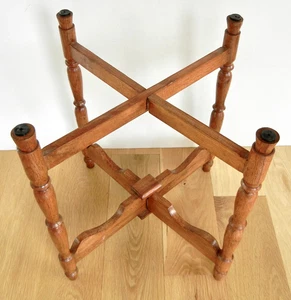 Antique Boho PERSIAN / MOROCCAN Folding / Carved TABLE BASE Tray Stand 20" Tall - Picture 1 of 6
