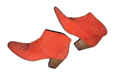 Botas al tobillo FREE PEOPLE H By Hudson naranja serpiente gamuza cuero para mujer talla 37 7 Foto 1 de 4