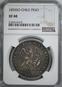 1855 SO Chile Peso NGC XF40 - Picture 1 of 5