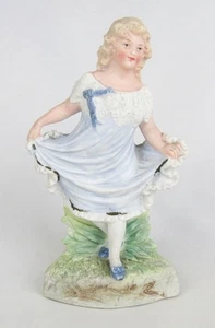 Vintage Marked Heubach Germany Painted Bisque Girl Dancing 6 1/4" Figurine - Picture 1 of 8