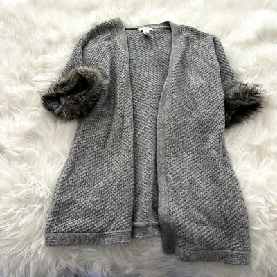 Cárdigan Kenar de mezcla de lana de alpaca para mujer talla grande frente abierto manga larga gris Foto 1 de 4