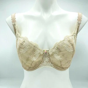 Sujetador Felina Lingerie 34DD Beige Encaje Con Aros Ajustable Floral Rosa - Imagen 1 de 12