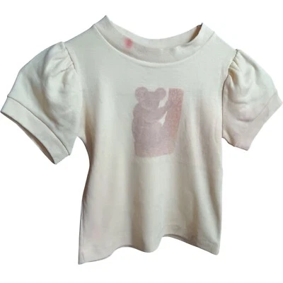 Camiseta Verdadeira Vintage JC Penney Meninas Mangas Puff Estampa Coala Média (5-6) - Imagem 1 de 4