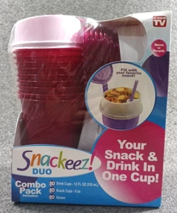 Snackeez! Duo 2 In 1 Snacking Solution 30 Piece Combo Pack Pink - New Sealed - Picture 1 of 6