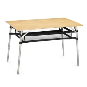 Mesa plegable de bambú con patas de aluminio y cesta colgante para picnic playa - Imagen 1 de 8